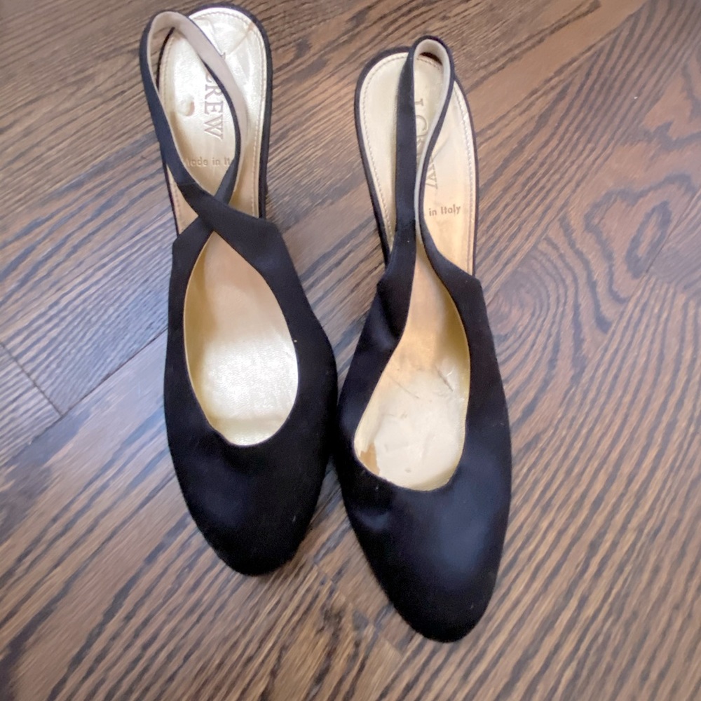 Satin J. Crew sling backs